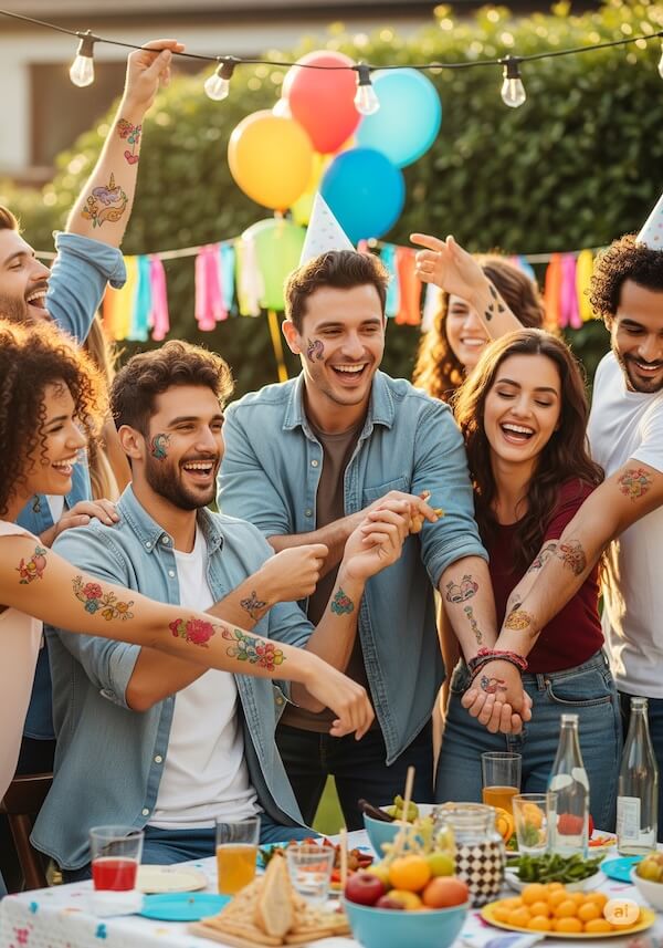 Adultos con tatuajes temporales