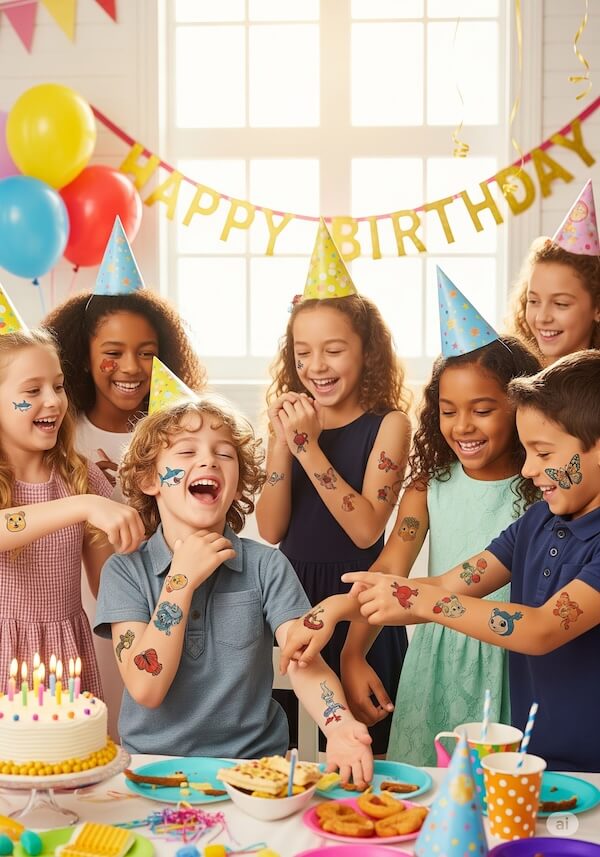 Niños con tatuajes temporales