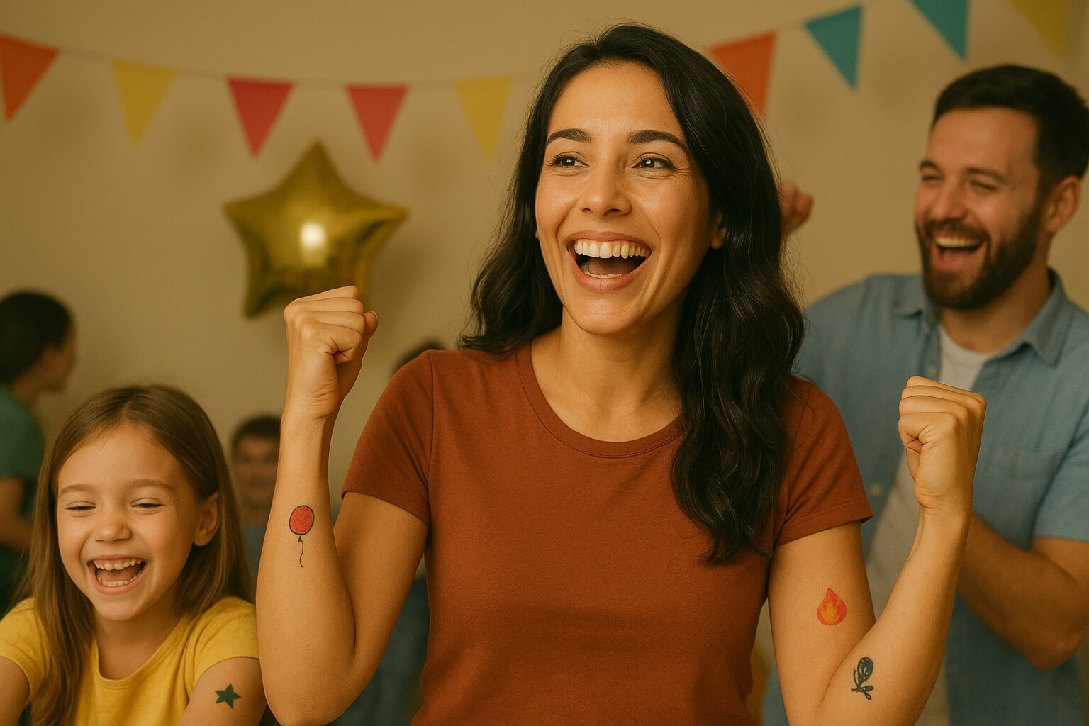 Fiesta con tatuajes temporales